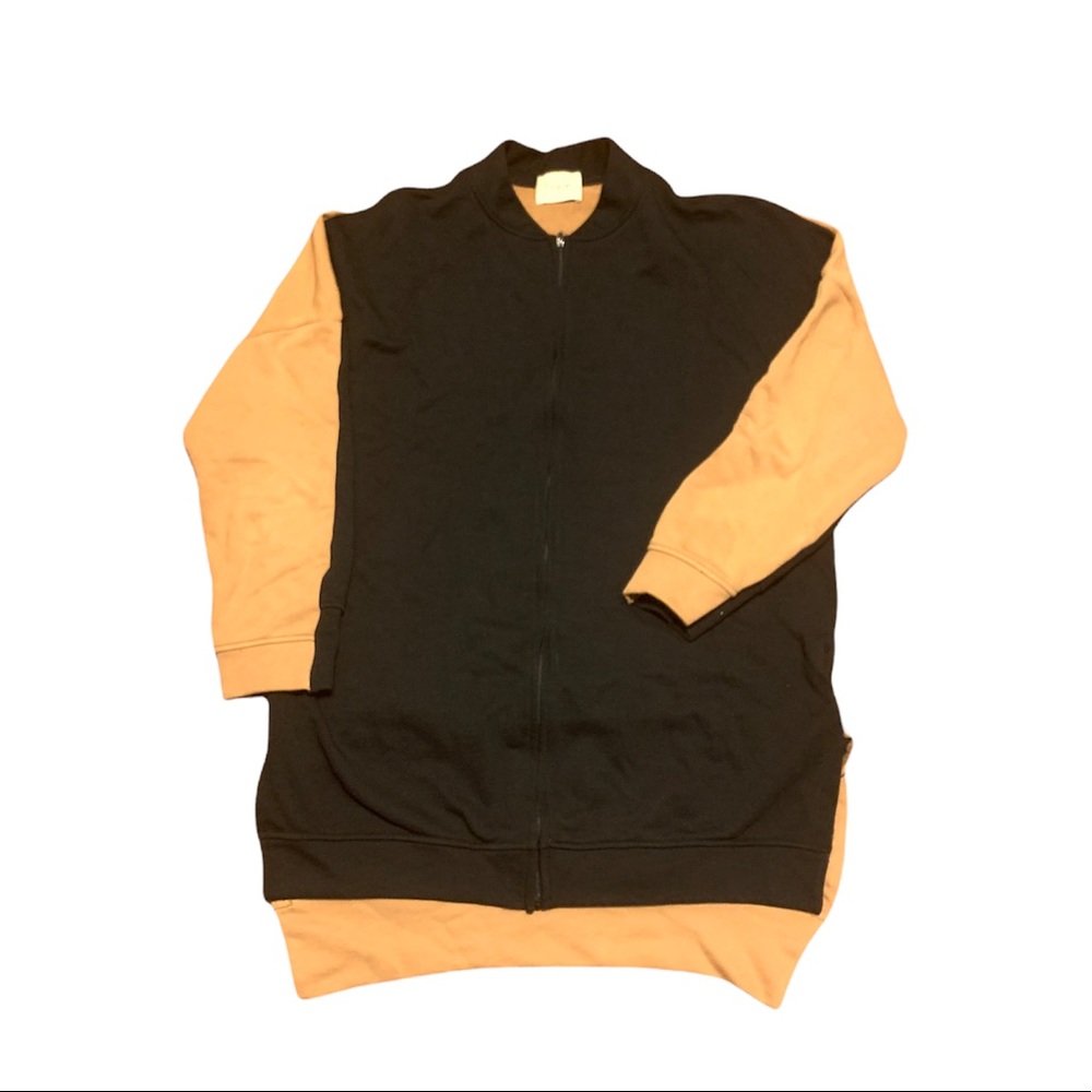 Dixie Two Toned Black and Camel Zip Up Cardigan size XL